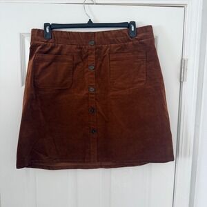 Torrid Brown Corduroy Button Front Mini Skirt Plus Size 1X A-Line Pockets Brown